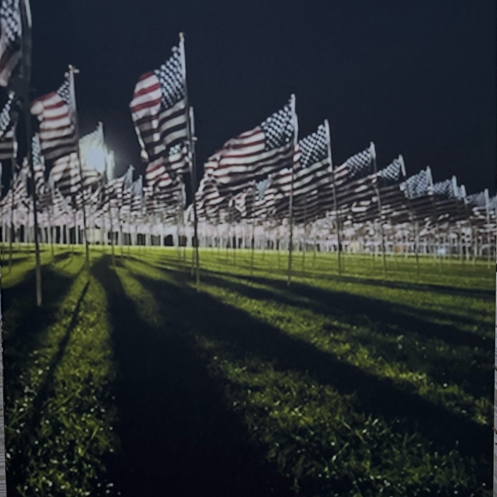 Patriotic Night Flags Canvas Wall Art - American Flag Field